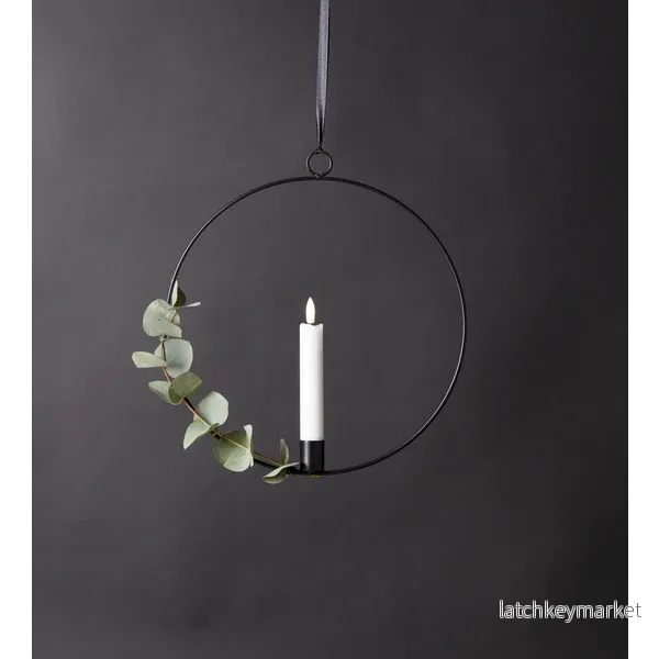 Ljusstake hängande Ring ink. LED ljus Svart