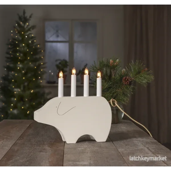Adventsljusstake Julgris 28,5 cm Vit Adventsljusstake Julgris 28,5 cm Vit