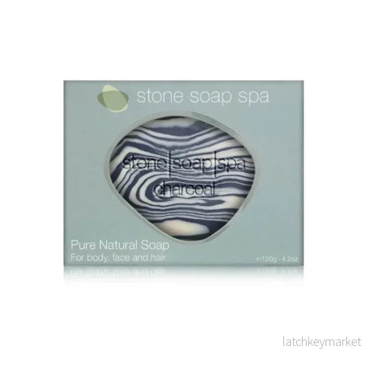STONE SOAP SPA - "Charcoal", Scent of PEPPERMINT & TEA TREE 120g - Bild 2