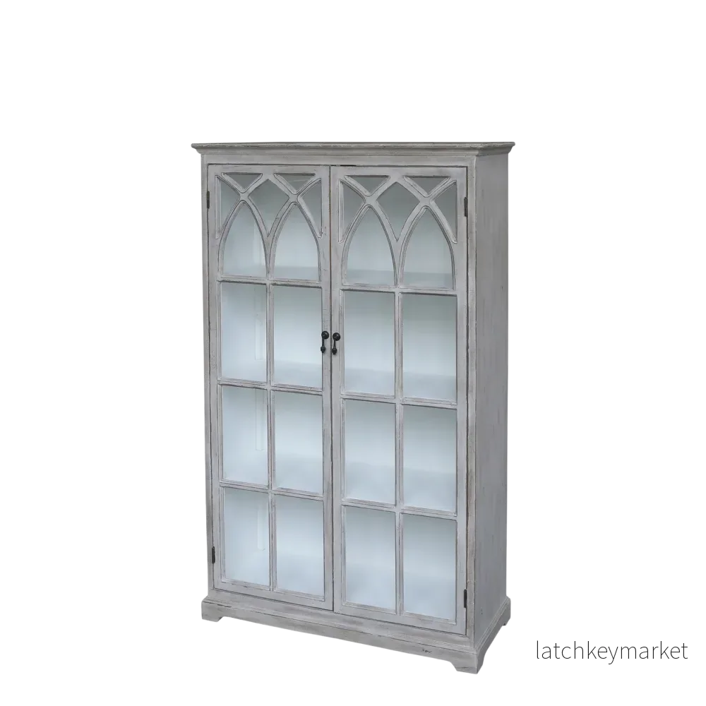 Chic Antique Vitrinskåp m. bågformade glasdörrar