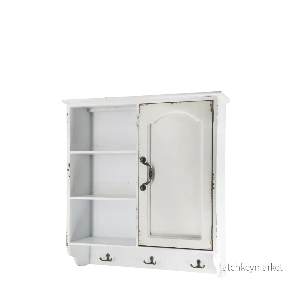 Chic Antique Väggskåp m. 1 dörr och 3 hyllor H61/L56/B19 cm antik creme Chic Antique Väggskåp m. 1 dörr och 3 hyllor H61/L56/B19 cm antik creme