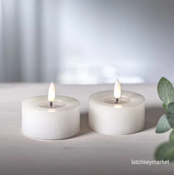 Batteridrivet LED Värmeljus 2-pack Flamme Flow 7×5,5cm Vit Batteridrivet LED Värmeljus 2-pack Flamme Flow 7×5,5cm Vit