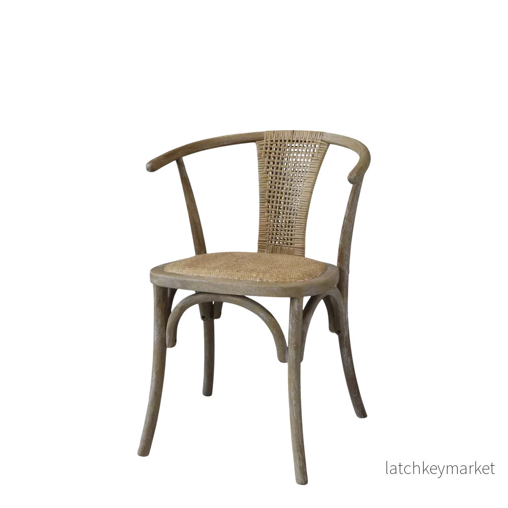 Chic Antique Stol 2-pack Fransk matstol m. flätad sits & rygg natur
