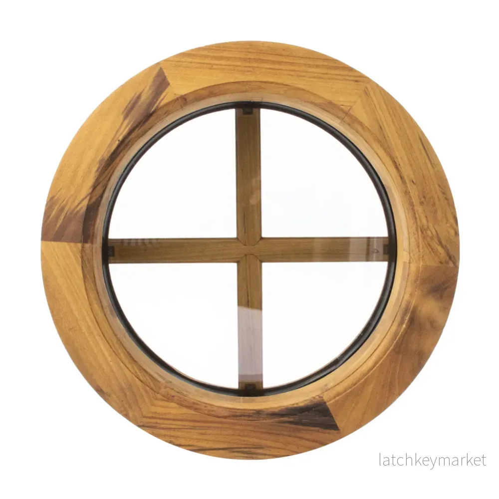 Runt fönster teak Ø370 mm isolerglas D415 - Bild 3