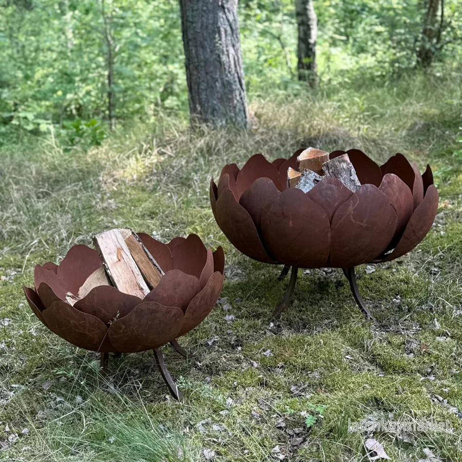 Eldfat "Bloom" i rostigt järn medium - Bild 3