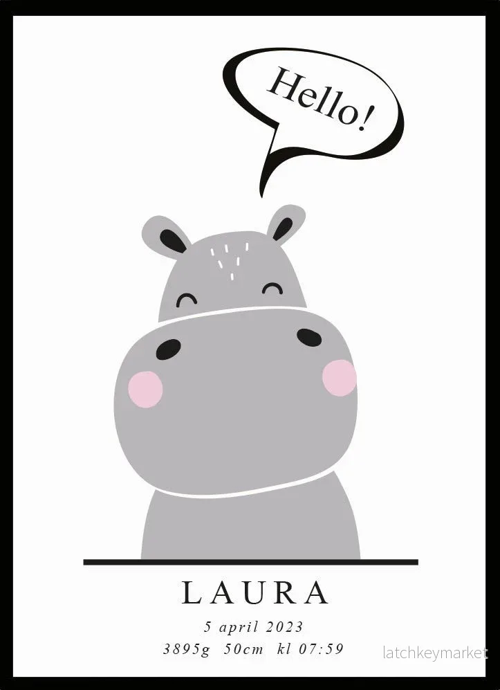 Namntavla Little hippo