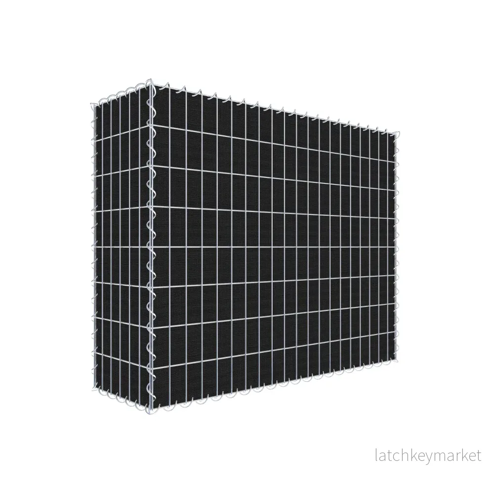 Grön gabion med fleece 100 cm x 80 cm x 30 cm (L x H x D), maskstorlek 5 cm x 10 cm, spiral