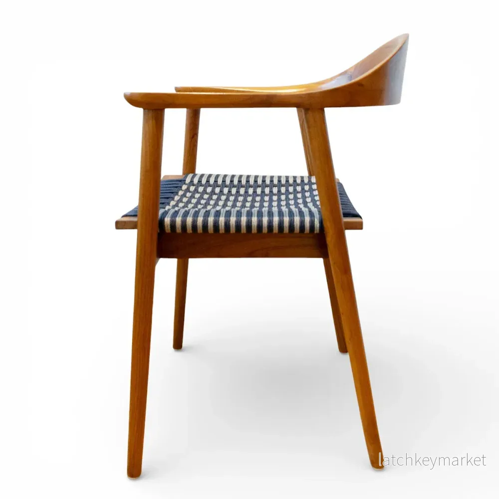 Karmstol Jessie i teak flätad sits blå/grå - Bild 3
