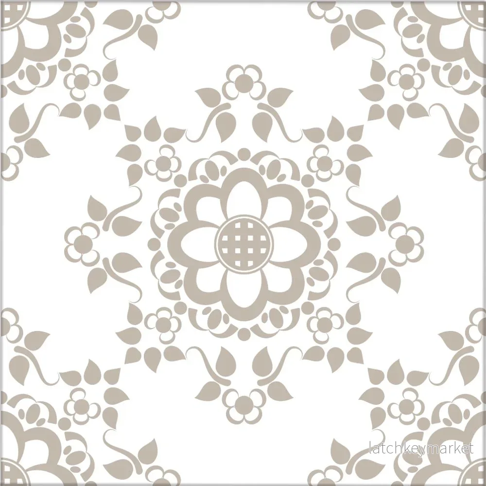 Kakeldekor viktoriansk blommor beige 2 - Bild 2