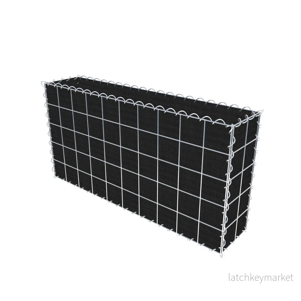 Grön gabion med fleece 100 cm x 50 cm x 20 cm (L x H x D), maskstorlek 10 cm x 10 cm, spiral - Bild 2