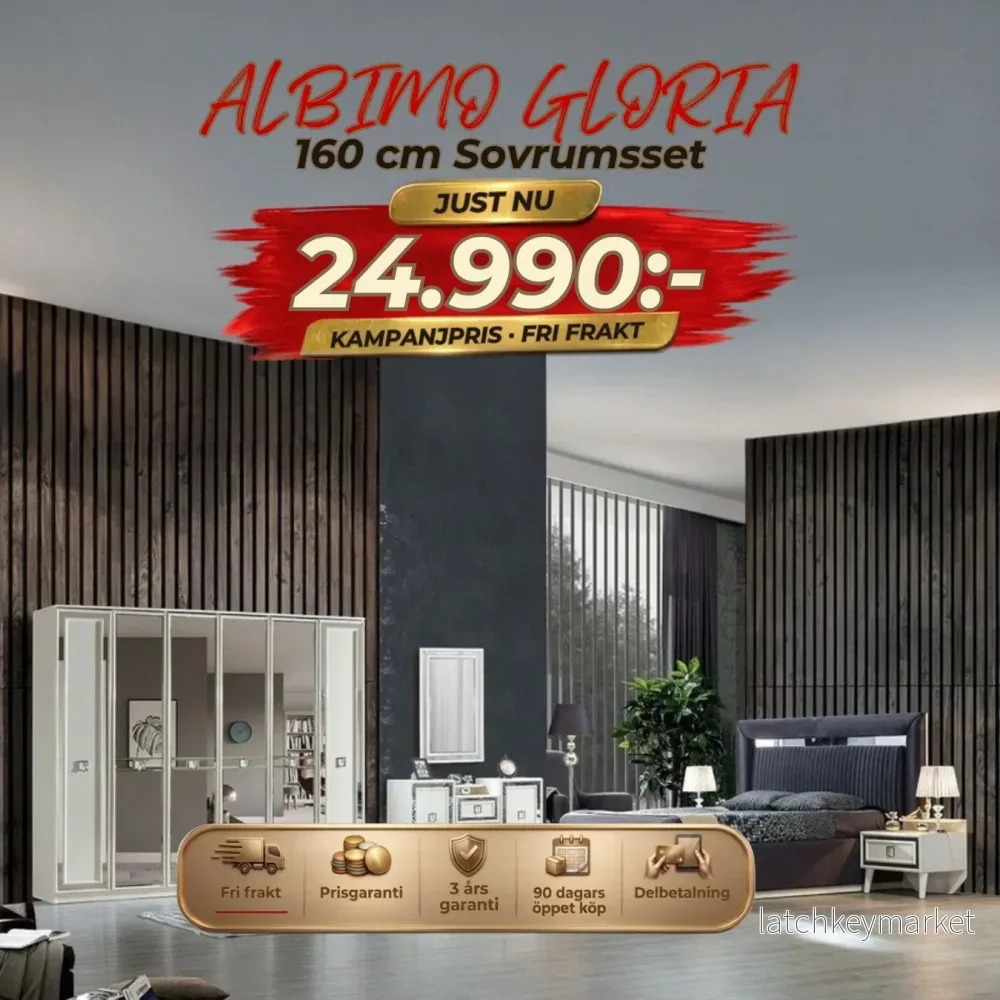 Albimo Gloria Sovrumsset – (160 cm Säng-2 st Sängbord-Sminkbord) Albimo Gloria Sovrumsset – (160 cm Säng-2 st Sängbord-Sminkbord)
