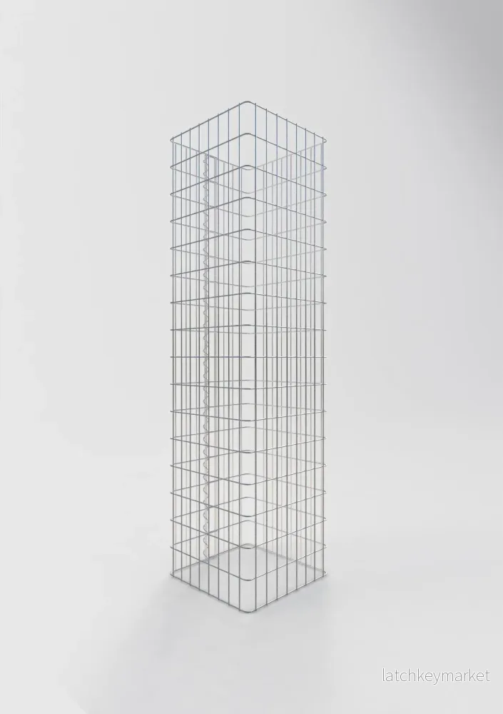 Gabionpelare, kantig 42 cm x 42 cm, 160 cm hög, MW 5 cm x 10 cm - Bild 2