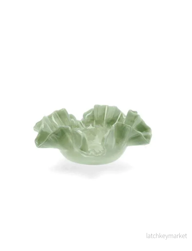 Dekorativ Skål Blomblad Grön Ø22 cm