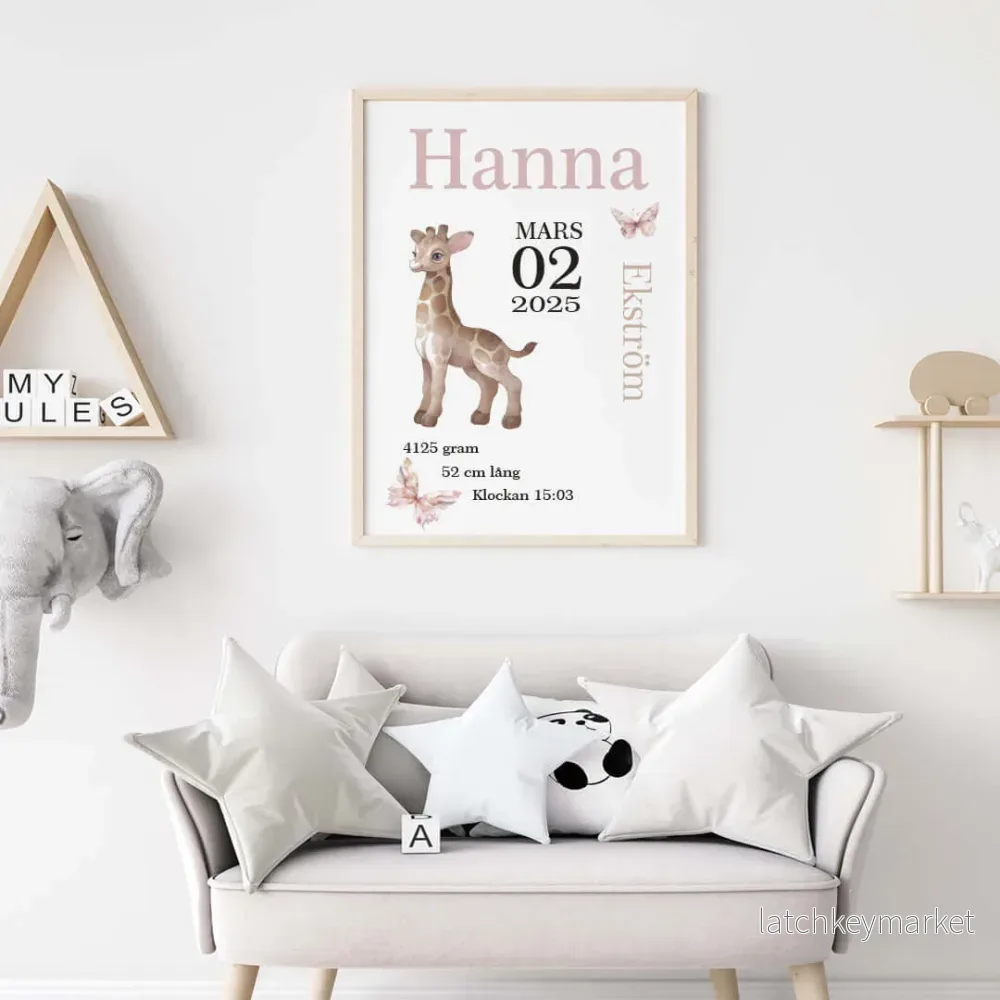 Namntavla Giraff rosa - Bild 2