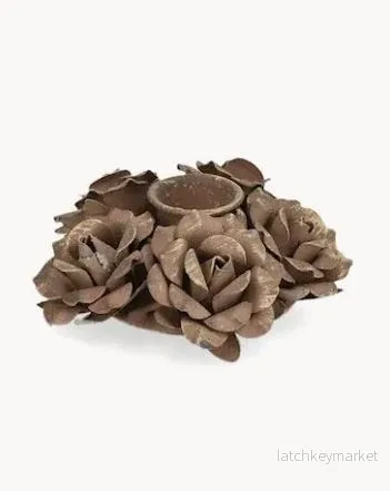 Ljusstake Floral 2-pack Brun Ø10x4cm Ljusstake Floral 2-pack Brun Ø10x4cm