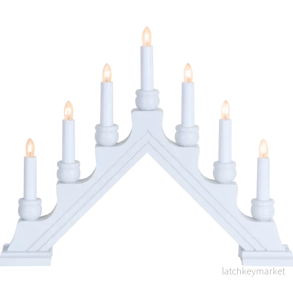 Adventsljusstake 7-armad träljusstake vit