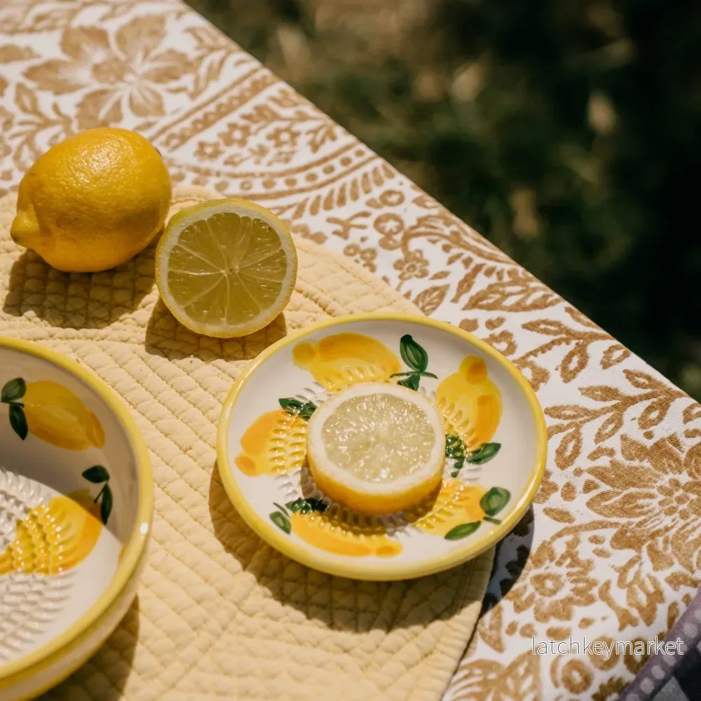 Ceramic Garlic Grater Plate - Yellow & White - Small Lemon - Bild 2