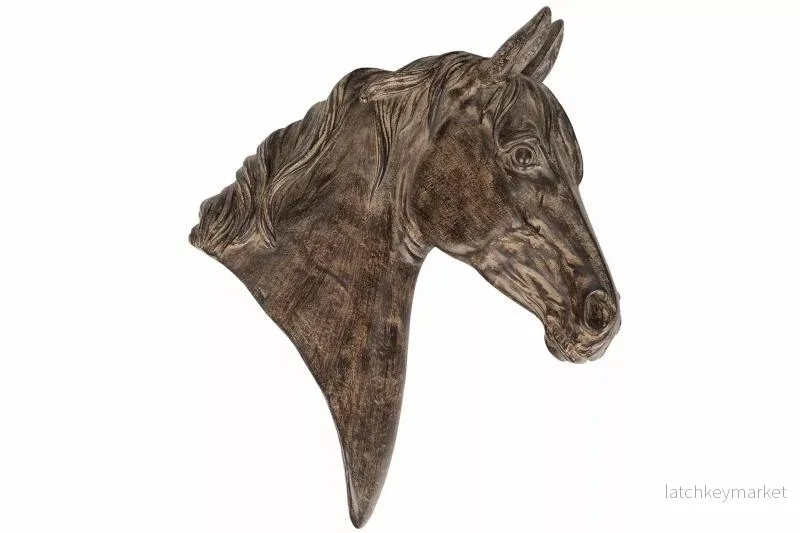 Dekoration Djur Häst Profil Vägg Brun Polyresin 26,5x10x34cm  REA