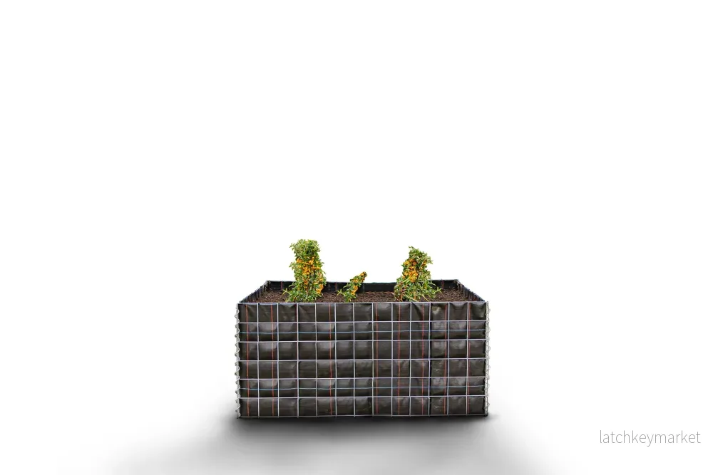 Högbädd, fyrkantig utan stenområde – Längd: 130 cm – Höjd: 60 cm – Djup: 60 cm – Maskstorlek: 10 x 10 cm