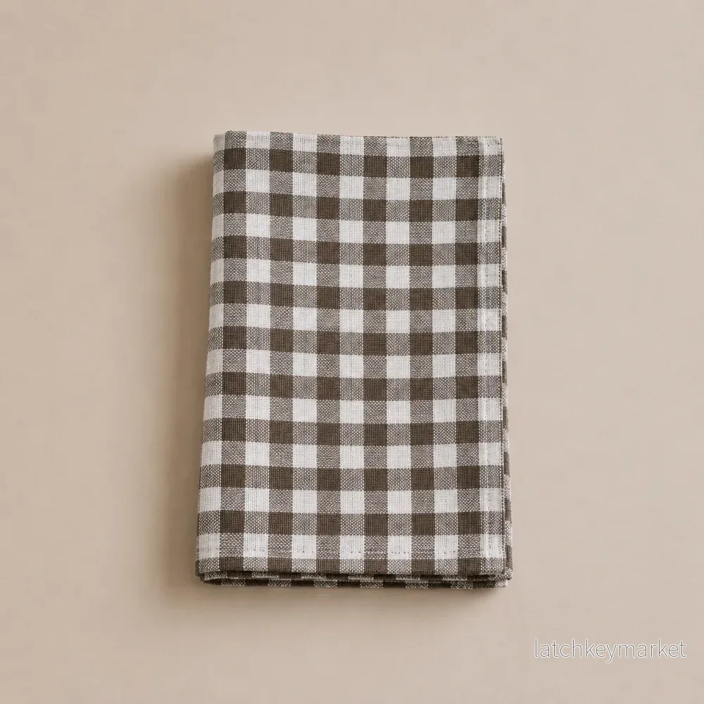 French Linen Napkin Brown Gingham
