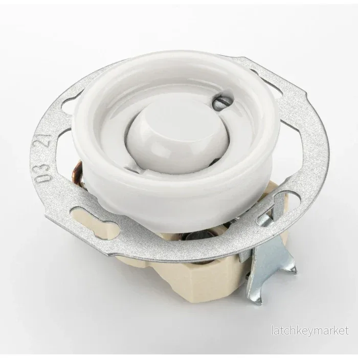 Strömbrytare/tryckdimmer återfjädrande vitt porslin - Bild 3