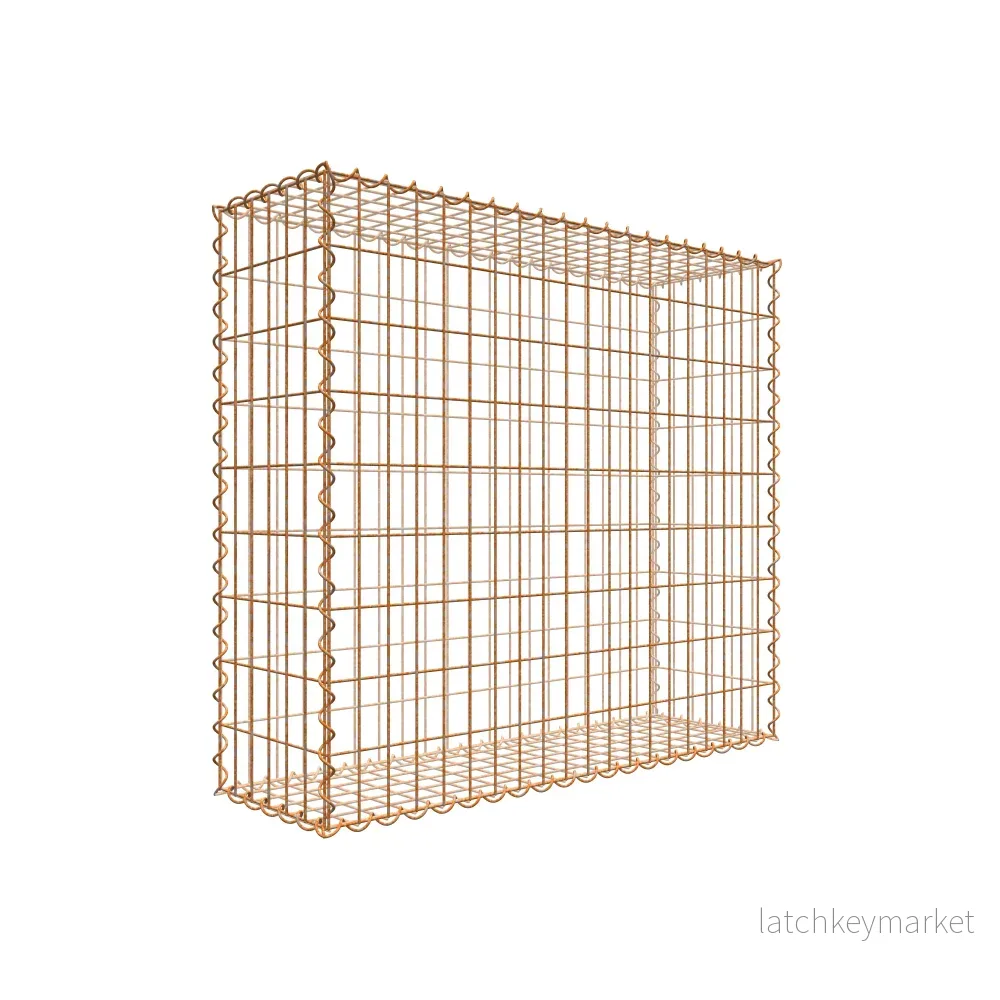 Rostig gabion 100 cm x 90 cm x 30 cm (L x H x D), maskstorlek 5 cm x 10 cm, spiral