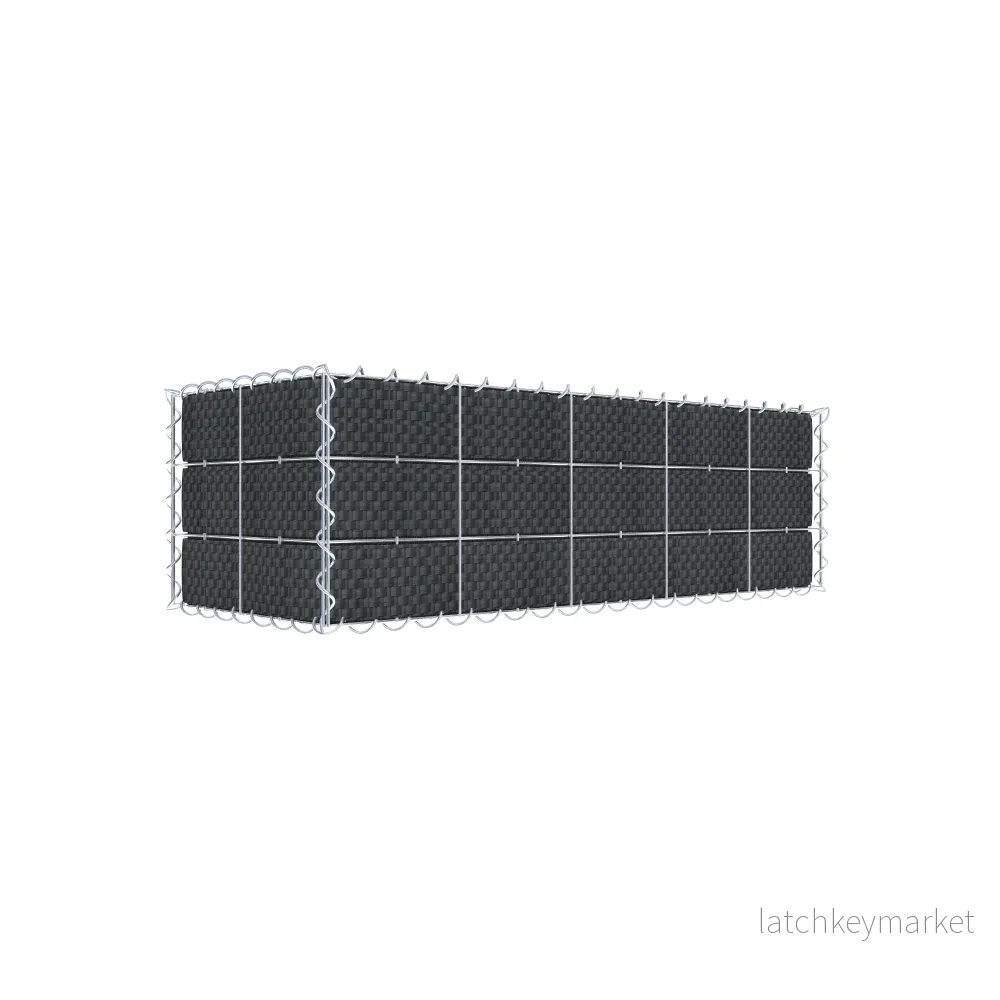 Grön gabion med fleece & insynsskydd 100 cm x 30 cm x 40 cm (L x H x D), maskstorlek 10 cm x 10 cm, spiral